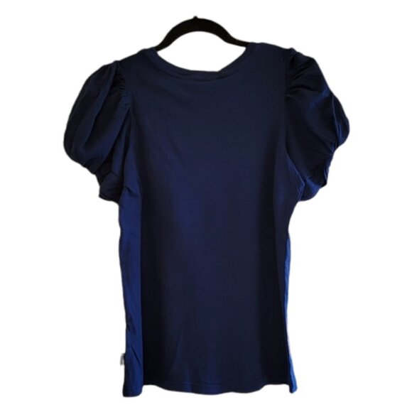 Navy Blue Buffalo David Bitton Women's Twist Puff Sleeve Top - Picture 2 of 10